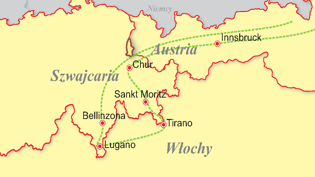 Austria, Szwajcaria, Włochy - Czerwonym Pociagiem przez Alpy (HB)